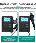 580W Digital Vortex Hot Air Rework Station With LCD Display showing automatic sleep feature for precise desoldering and soldering
