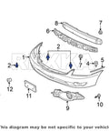 Exploded diagram of car bumper with 30 Piece Fender Liner Push Type Retainer Clips Set MU488006 For Mitsubishi models