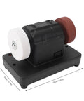 Asixxsix Mini Bench Grinder With Variable Speed Up To Six Thousand RPM Dual Wheels, compact design with dual grit discs.