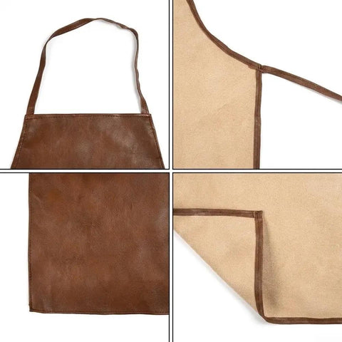 Tough As Nails Heavy Duty Polyurethane Welding Apron Premium Heat Insulation, showcasing brown and cream colors with full coverage design.