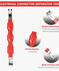 Five Piece Electrical Disconnect Pliers Set for Cars Trucks and SUVs showing red connector separator with no-slip handles.