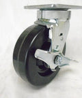 Workhorse Swivel Casters With Top Lock Brake Kingpinless Design Built Tough As Nails Phenolic Wheels 1200 Lb Capacity close-up side view