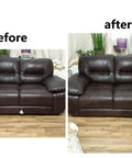 Before and after using Self Adhesive Faux Leather Repair Patch Kit Waterproof Patch For Sofas Car Seats Handbags Furniture And Jackets