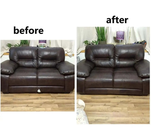 Before and after using Self Adhesive Faux Leather Repair Patch Kit Waterproof Patch For Sofas Car Seats Handbags Furniture And Jackets
