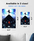 Badass Solo Leveling Metal Wall Art Poster And Dope Anime Collector Print, 12.6in and 26.6in sizes, displaying vivid anime graphics.