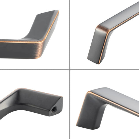 Detailed view of 10 Pack 5 Inch Oil Rubbed Bronze Cabinet Pulls Set For Kitchen Cabinets Drawers Dresser Vanity Cupboard.