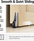 Rock Solid Vertical Track Roller Wheels With Thick Rubber Casters For Zero Sag Barn Doors And Ride Smooth Sliding Door Hardware Replacement Two Pack close-up showing rubber wheel and precision bearing.
