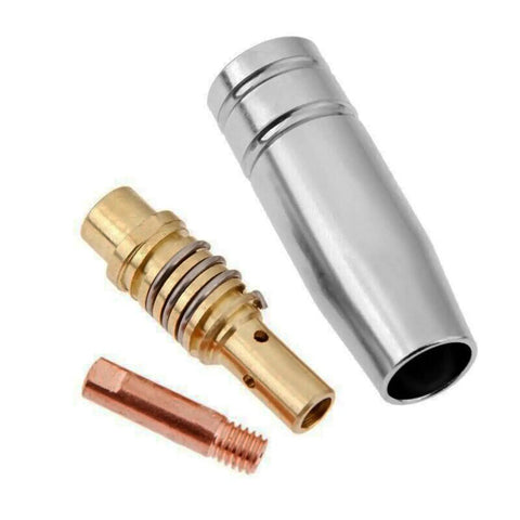 MB15 15AK MIG MAG Gas Shielded Welding Torch Accessories Kit 12 Piece 0.035 Inch Nozzle Diffuser Soldering Equipment shown.