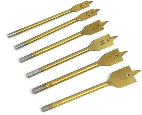 Super Rad 6PC Big Work Hole Opener Set With Hex Handle Durable Woodworking Saw Kit For Ceramic Tile And Wall Glass Cutting Done Fast, 6 gold drill bits