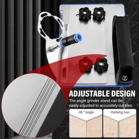 Adjustable Tile Cutter Chamfering Tool For Angle Grinder With 45 Degree Bevel Pro Grade Kit Includes 2 Pairs Gloves And Universal Stand