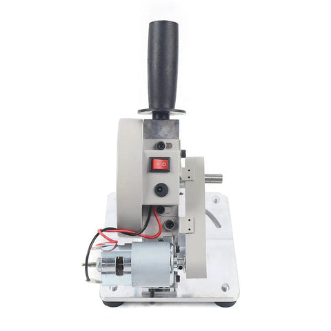 Portable Mini Table Saw Featuring Adjustable Zero To Forty Five Degree Angle Guide, compact design, built for wood and plastic cutting.
