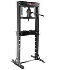 Heavy Duty Hydraulic Shop Press engineered for maximum tonnage, featuring a robust design, quick release valve, and alignment dies.