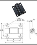 Silver torque-adjustable hinge with damping and stop; zinc alloy or stainless steel construction; 1 piece