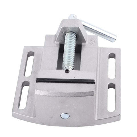 Professional Grade Heavy Duty Drill Press Vise Machine with Bulletproof Aluminum Jaws and Zero Lash Grip for workbench milling, silver steel vise.