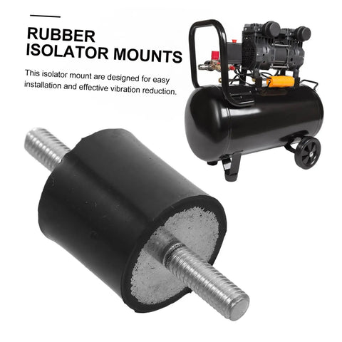 4-Piece 25x25mm Rubber Vibration Isolator Mounts With M6x19mm Studs For Shock Absorption And Quiet Operation In Gym Gear And Industrial Machinery For Heavy Duty Use, black rubber mount