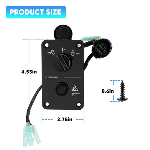Main Switch Panel For Marine Outboard 12V Single Engine Key Assembly Control Box On Off Switch Replacement dimensions.
