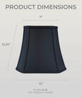 Square Cut Corner Bell Lamp Shade Two Pack In Black With Gold Lining 7.5 x 12 x 10.25 Silk Type Shantung Or Linen Fabric