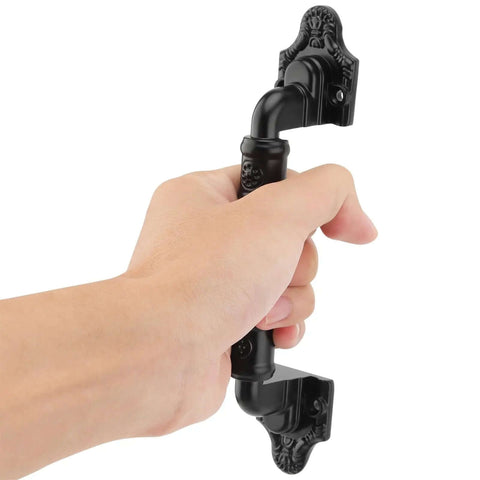 4 Pack Black Antique Barn Door Pull Handle 7.8 Inch Heavy Duty Sliding Door Hardware shown being held with smooth operation