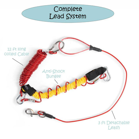 Complete lead system with anti-shock bungee and 12 ft coiled cable for Anti Shock Dog Trolley Runner For Yard And Camping Heavy Duty