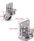 Four Pack 1 Inch Side Mounting Casters With TPE Swivel Plated Wheels L Shaped Mute Wheel For Baby Beds Carts Trolleys