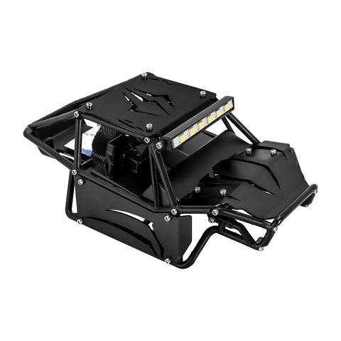 45g Nylon Rock Buggy Body Shell With Dope Aluminum Spider Panels for 1 to 24 RC Crawler SCX24 Black Unassembled with Roof LED