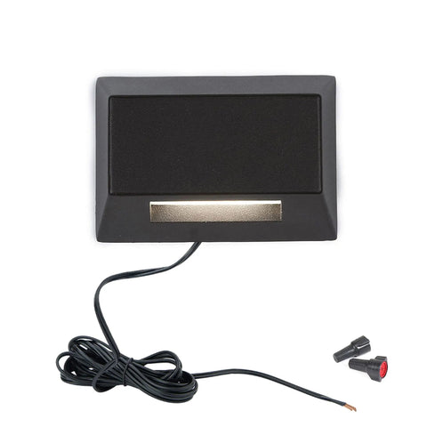 Rectangular Outdoor Deck And Patio Light 12V LED Low Voltage With Built In 3000K Warm Glow Durable K Alloy Aluminum Housing And Bronze Coated Solid Brass Finish Dope Weatherproof Coastal Grade Landscape Lighting with wire and connectors