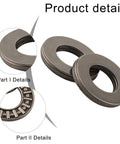 Thinking Process: thrust needle roller bearing with hardened washers and steel needle cage, product detail view