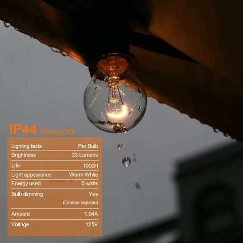 G40 Replacement Bulbs 120V 5W Clear Globe Incandescent Lights Dimmable For E12 C7 Candelabra Base 25 Pack in outdoor use