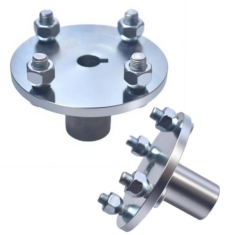 Premium Heavy Duty Go Kart Live Axle Hub With Step Down Shaft Pair For Dune Buggy 4 Inch, silver steel with nuts, close-up view.