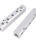 Five Way Seven Port Air Manifold With One Quarter Inch NPT Output And One Half Inch NPT Supply Port Aluminum Alloy Pneumatic Distribution Block