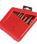 Heavy Duty Alloy Steel Screw Extractor Kit That Gets The Job Done With 10 High-Performance Left Hand Drill Bits For Pulling Stubborn Stripped Bolts And Fasteners Without A Hassle in red case