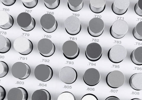 82-piece steel plug pin gauge set for precision machining, showing sizes 0.751 to 0.832 inch, ZZ tolerance, M5 negative