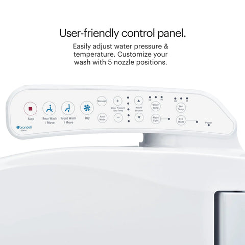 User-friendly control panel of Premium Electric Bidet Seat For Elongated Toilets Featuring Heated Seat And Stainless Steel Nozzle.