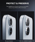 Comparison of iPhone 16 camera with and without Rugged Camera Lens Protector For iPhone 17 16 And 16 Plus With 9H Tempered Glass.
