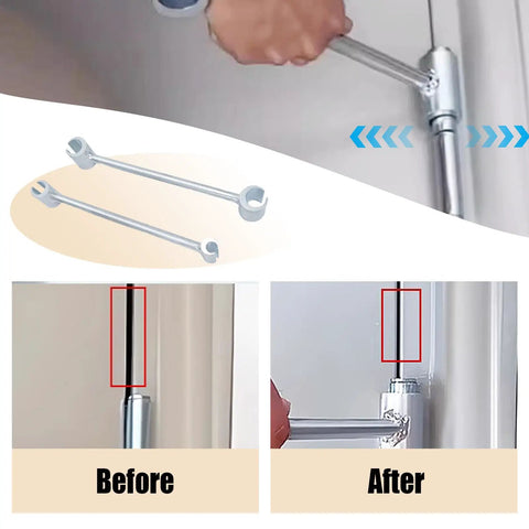 Heavy Duty Door Hinge Gap Adjustment Tool For 14 To 19mm Hinges Quick Fix Wrench For Sagging Sticking And Misalignment On Residential Fire Security And Cleanroom Doors Ergonomic Design For Easy Repairs, before and after hinge adjustment