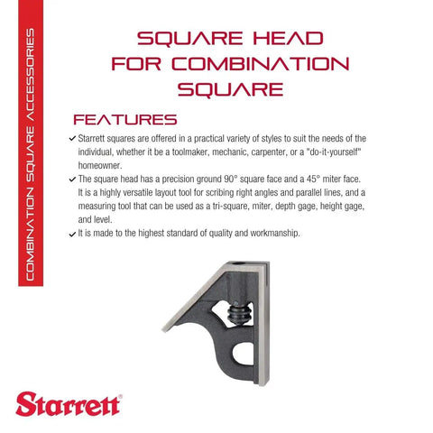 Heavy Duty Square Head for 6 Inch Combination Squares Built to Last Cast Iron Construction Resists Abrasion and Indentation Perfect For Machinists Woodworking and DIY Projects, 6-inch cast iron square head