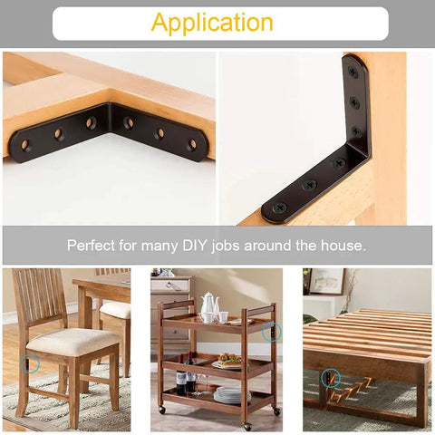 10Pcs Black L Bracket Corner Braces 4 Inch Stainless Steel Heavy Duty Shelf Brackets for wood furniture installation