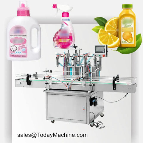 Fully Automatic Liquid Filling Capping And Labeling Machine For Honey Juice Oil Bottles with cleaning and juice bottles.