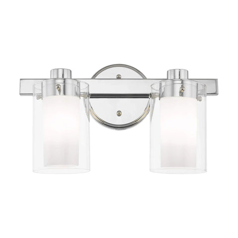 Manhattan 2 Light Bath Light Chrome Sleek Contemporary Vanity Fixture For Modern Bathrooms With Premium Steel Build