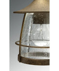 Close-up of the Outdoor Prairie Style Wall Light Nickel Finish, 6 3/8 Inch Wide By 9 1/8 Inch Tall, weatherproof glass detail