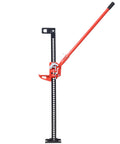 Beefy 7000 Lbs Farm Jack With Ratcheting Mechanism Heavy Duty Off Road Lift, red and black steel, side view