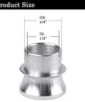 Rock Solid High Misalignment Spacers Converting Three Quarter To One Half Inch Rod Ends And Heim Joints Heavy Duty Steering Linkage Bushings With Slick Fit Four Pack showing product measurements.