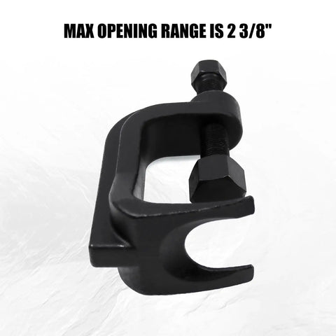 Premium Adjustable Ball Joint Separator And Puller Tool showing jaw with max opening range of 2 3/8 inches for auto repair