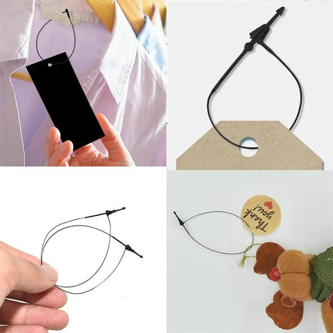No Fancy Tools Needed Five Inch Black Plastic Hang Tag Fasteners One Thousand Pack Slam Snap Security Pins No Gun Required Tough Pricing Loops for tags on clothing and accessories.