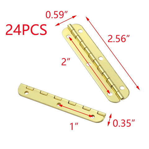 180 Degree Golden Mini Box Hinges Replacement Butt Folding Hinges For Cabinets And Closets With Mounting Screws 2.56x0.59 Inches Pack Of 24 Durable Iron Hardware