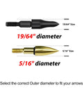 Field Points Kit With O Rings 100 And 125 Grain Arrow Tips For Carbon Arrows Screw In System To Prevent Loosening 19/64 and 5/16
