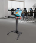 Height Adjustable Standing Desk Podium With No Sweat Foot Pedal And Smooth Roll Casters For Teachers Ergonomic Mobile Lecture Stand offering adjustable desktop angles for comfortable use.