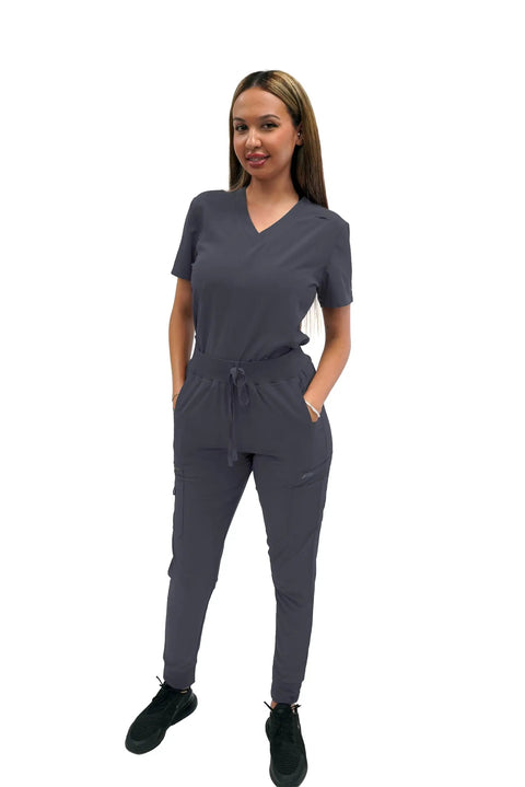 Womens High Waisted Slim Fit Jogger Scrubs For Nurses And Doctors Featuring Snatched Waist Silhouette And Dope Performance Fabric