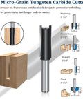 Diagram of 1/4-Inch Shank Router Bit Set with carbide micro-grain blades for cabinet doors and flooring projects.