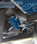 4 Pack Rubber Exhaust Hanger Set For Cars Trucks And SUVs, Two Hole Mounts 0.47 Inch, shown under car exhaust system.